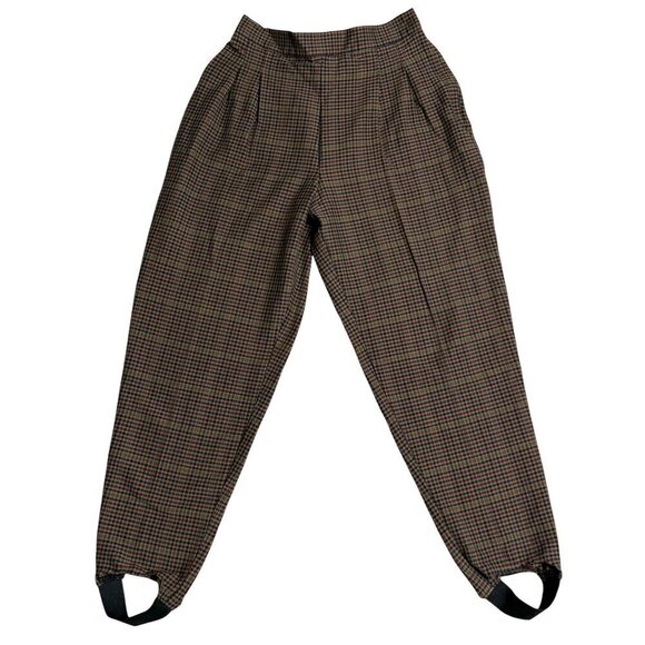 Vintage Kathie Lee Houndstooth Stirrup Pants Small Checkered Pattern Equestrian - Picture 1 of 8